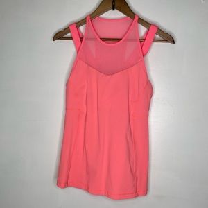 Lululemon bright coral athletic workout tank Mesh accent